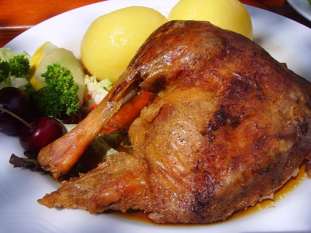 Roast goose with sage and onion stuffing