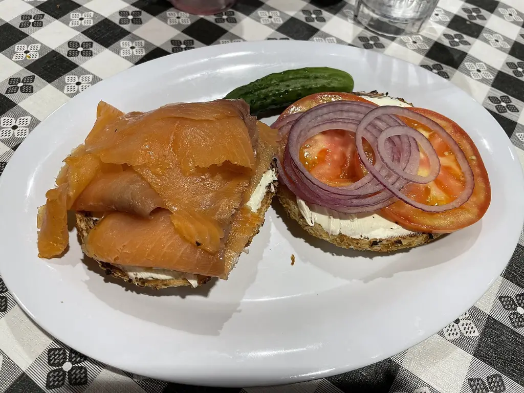 Bagel with lox and cream cheese
